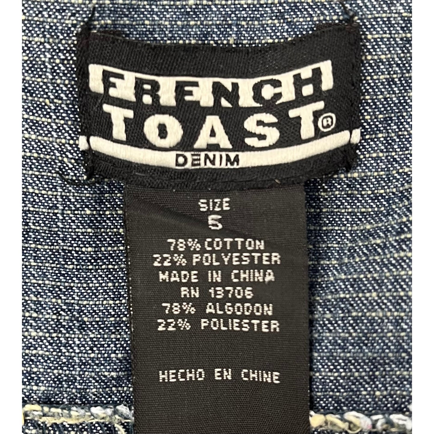 French Toast Girl's Size 6 Button-Down Denim Vest
