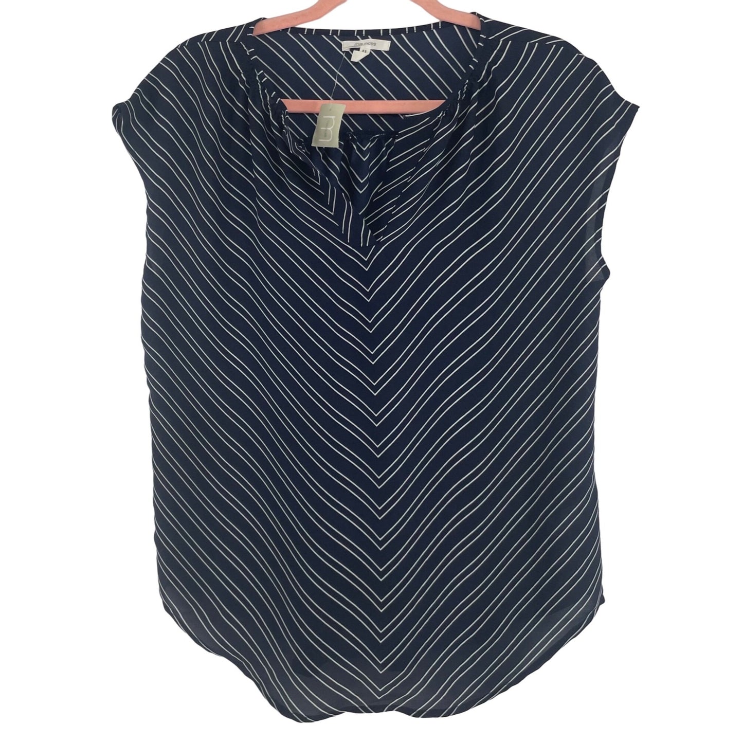 NWT Maurices Women's Size Small Navy & White Striped Short-Sleeved V-Neck Top