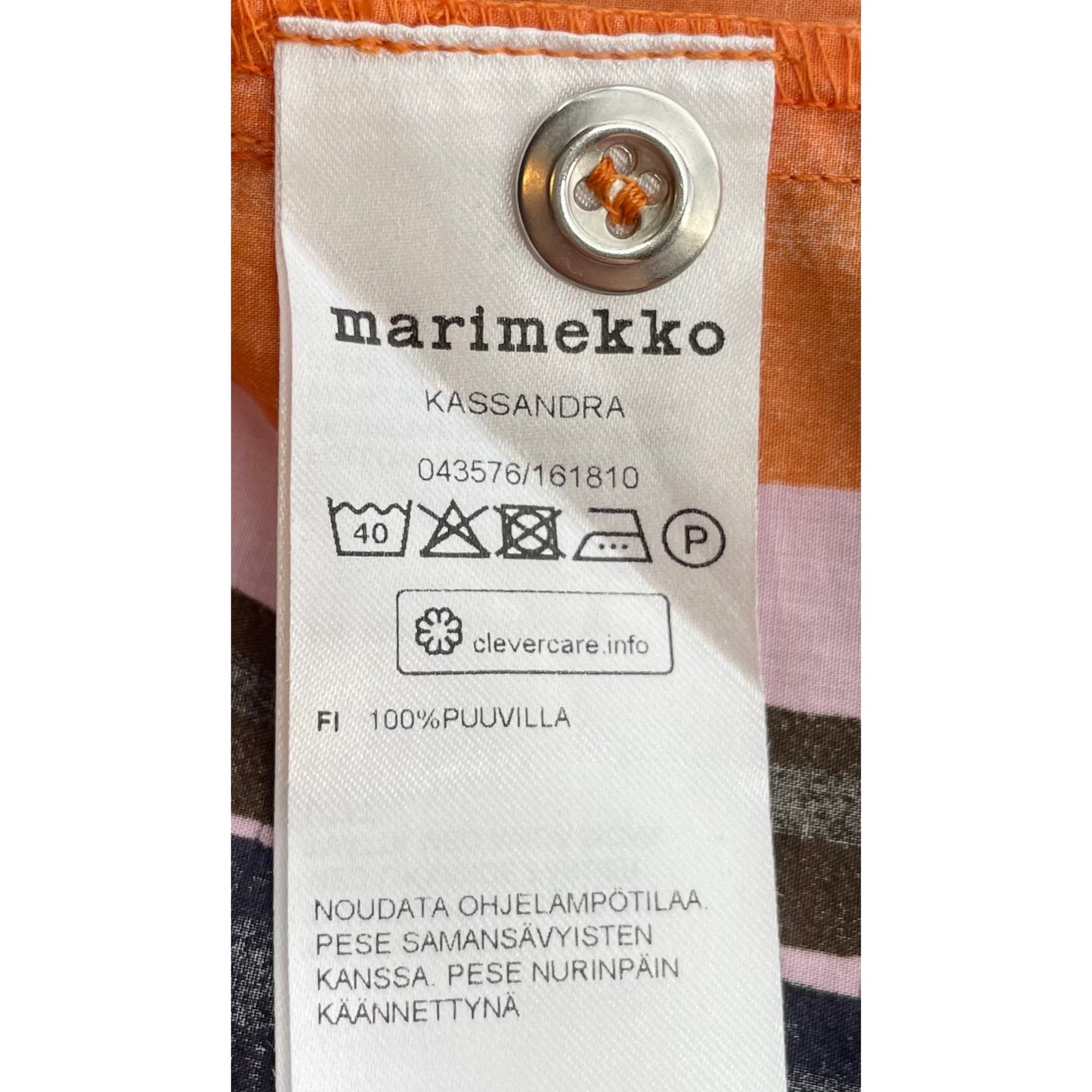 Marimekko Women's Size XS (34) Orange/Pink/Brown/Navy Striped T-Shirt Dress