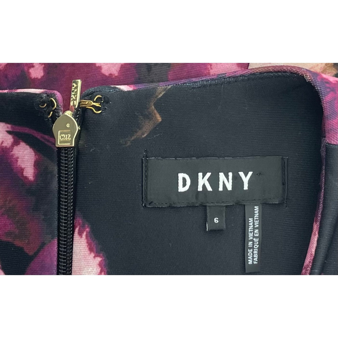 DKNY Women's Size 6 Purple/Brown/White/Black Floral A-Line Tank Dress