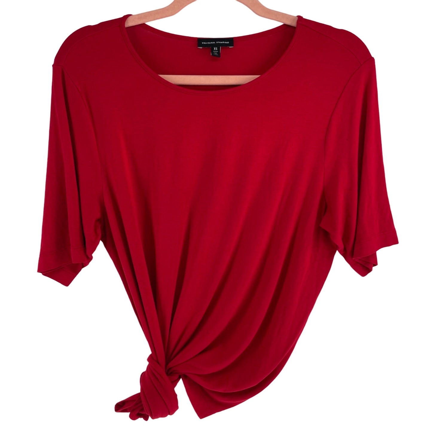 Universal Standard Women's Size XS Red Asymmetrical Crew Neck T-Shirt