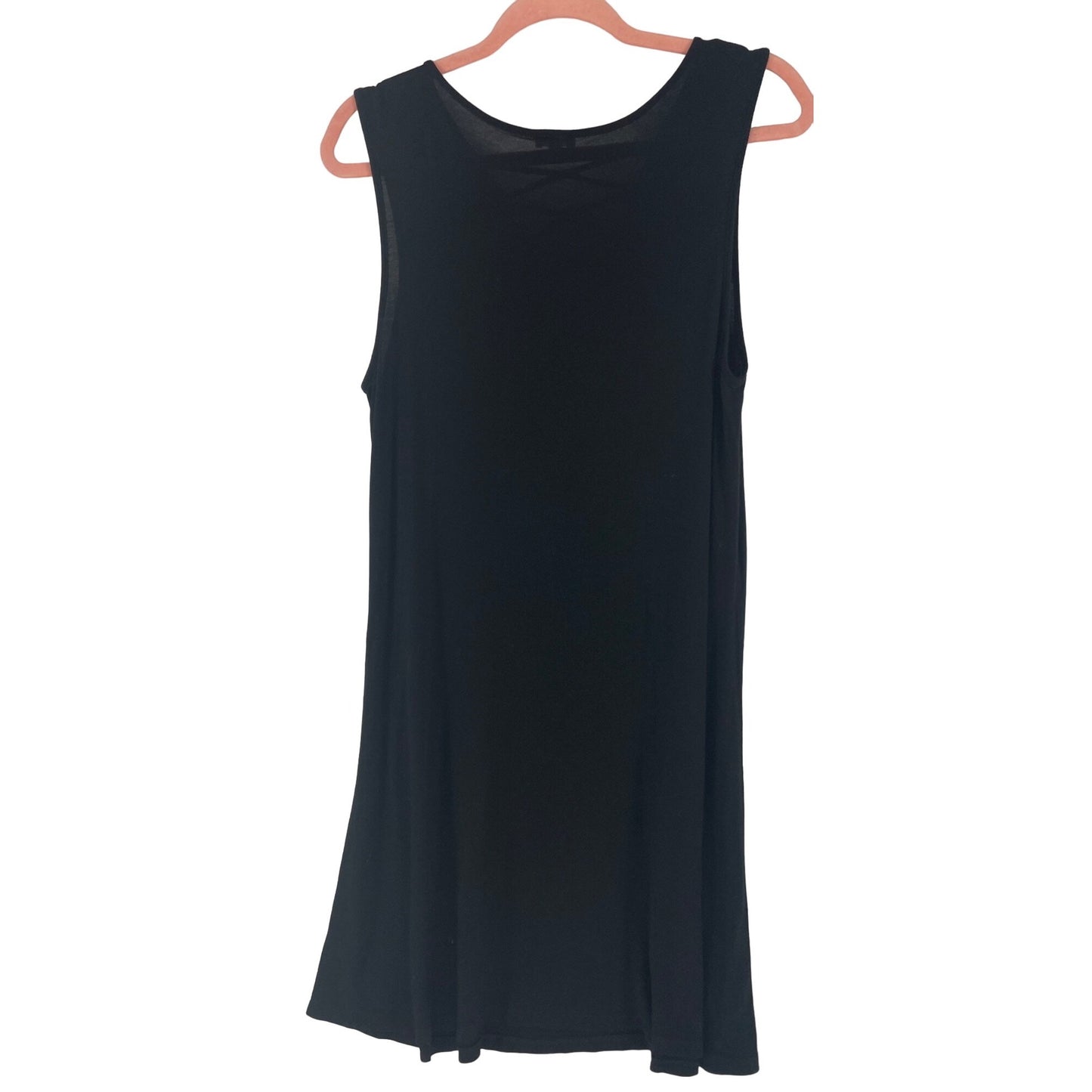 Spence Women's Size Large Black Sleeveless A-Line V-Neck Stretchy Midi Dress