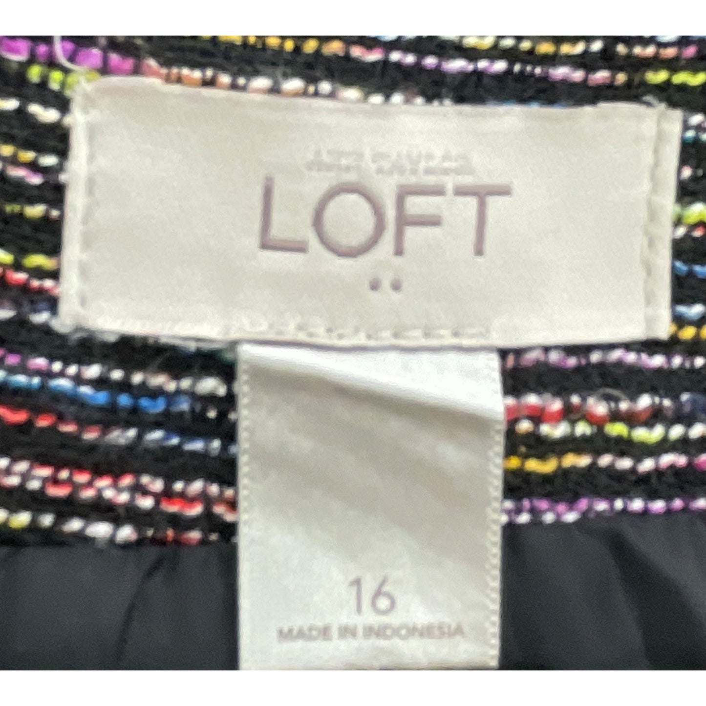 LOFT Ann Taylor Women's Size 16 Black/Multi-Colored Tweed Mini Skirt