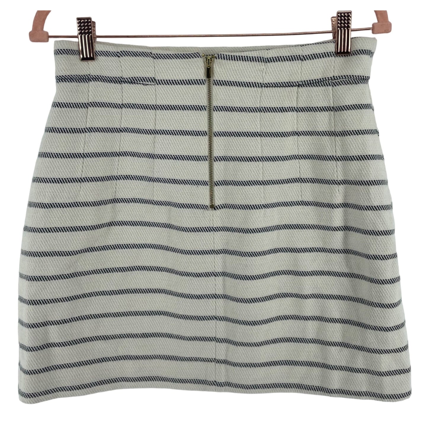 H&M Women's Size 10 Cream/White/Black Tweed Striped Summer Mini Skirt