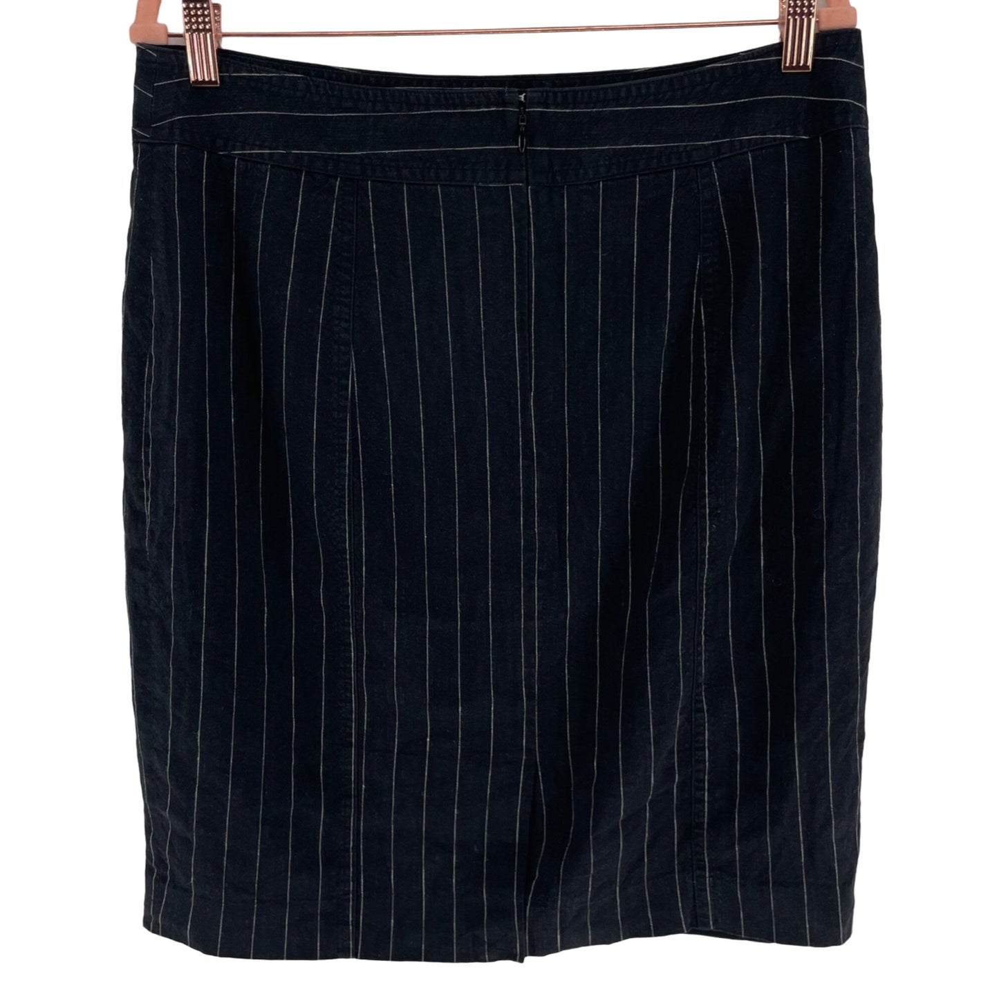 The Limited Women's Size 12 Slate Grey/White Pinstriped Linen Blend Pencil Skirt