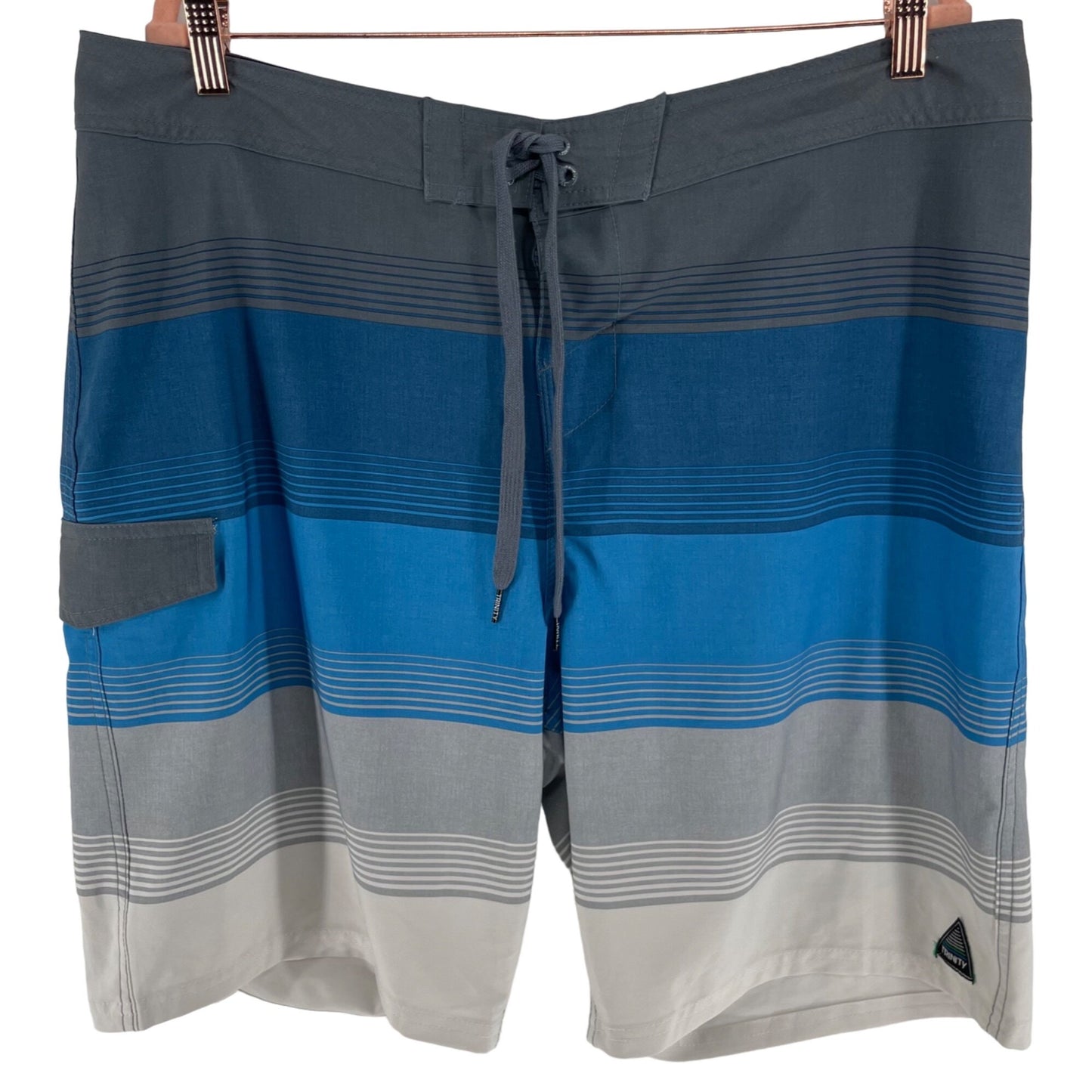 Trinity 38 Men's Size XL (38) Blue/Grey/White Board Shorts