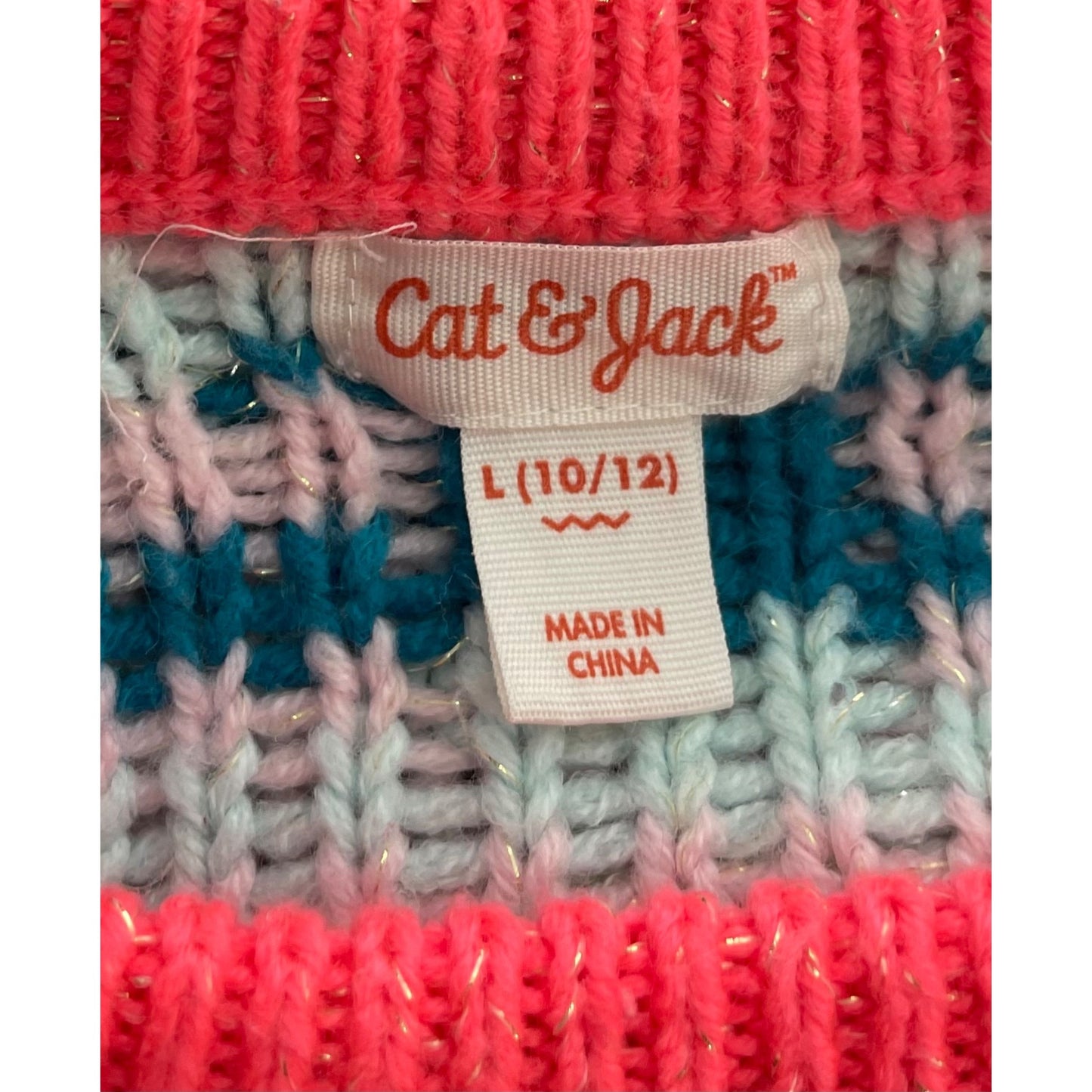 Cat & Jack Girl's Size Large (Age 10/12) Multi-Colored Knit Fringe Sweater