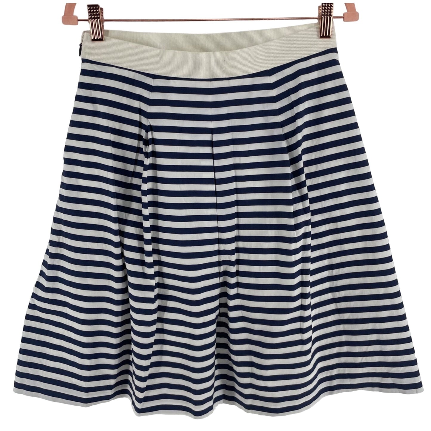 LOFT Ann Taylor Women's Size 6 Navy & White Sailor Striped A-Line Midi Skirt
