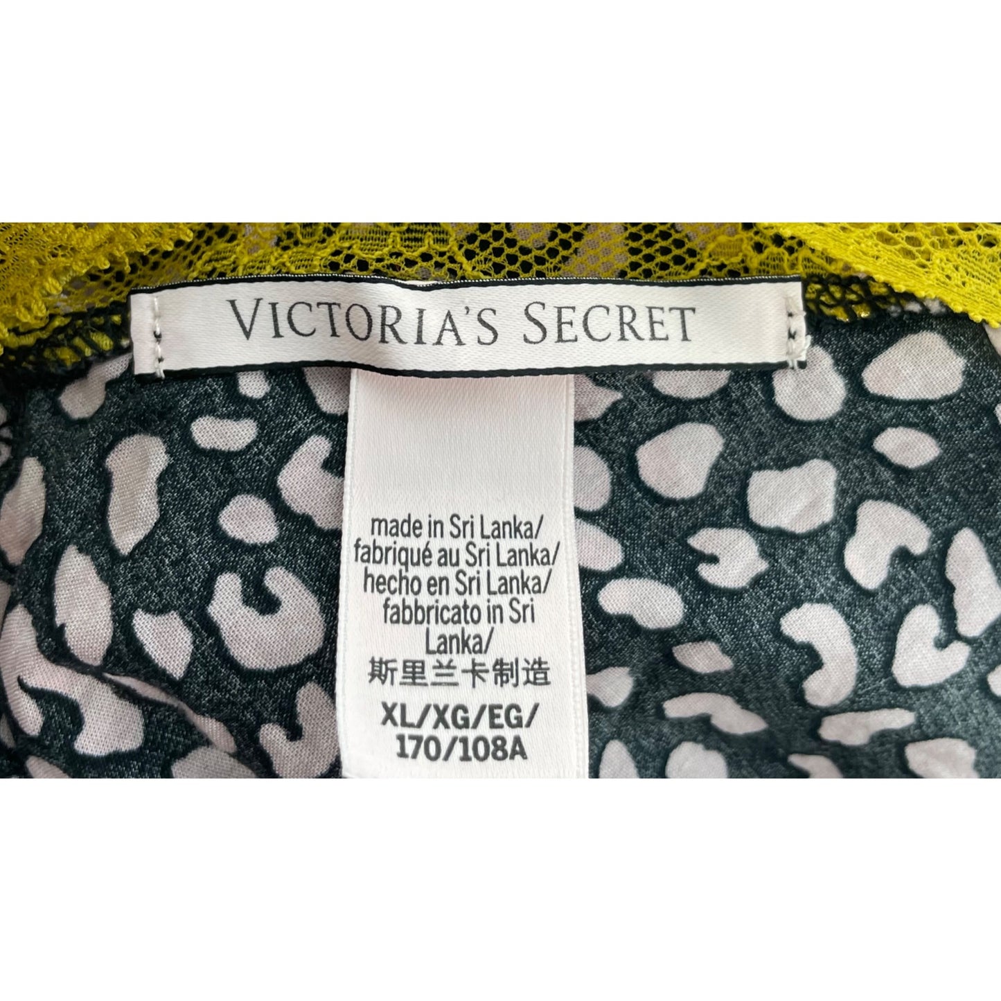 Victoria's Secret Women's Size XL Black/Pink/Mustard Yellow/Gold Leopard Print Lace Cami