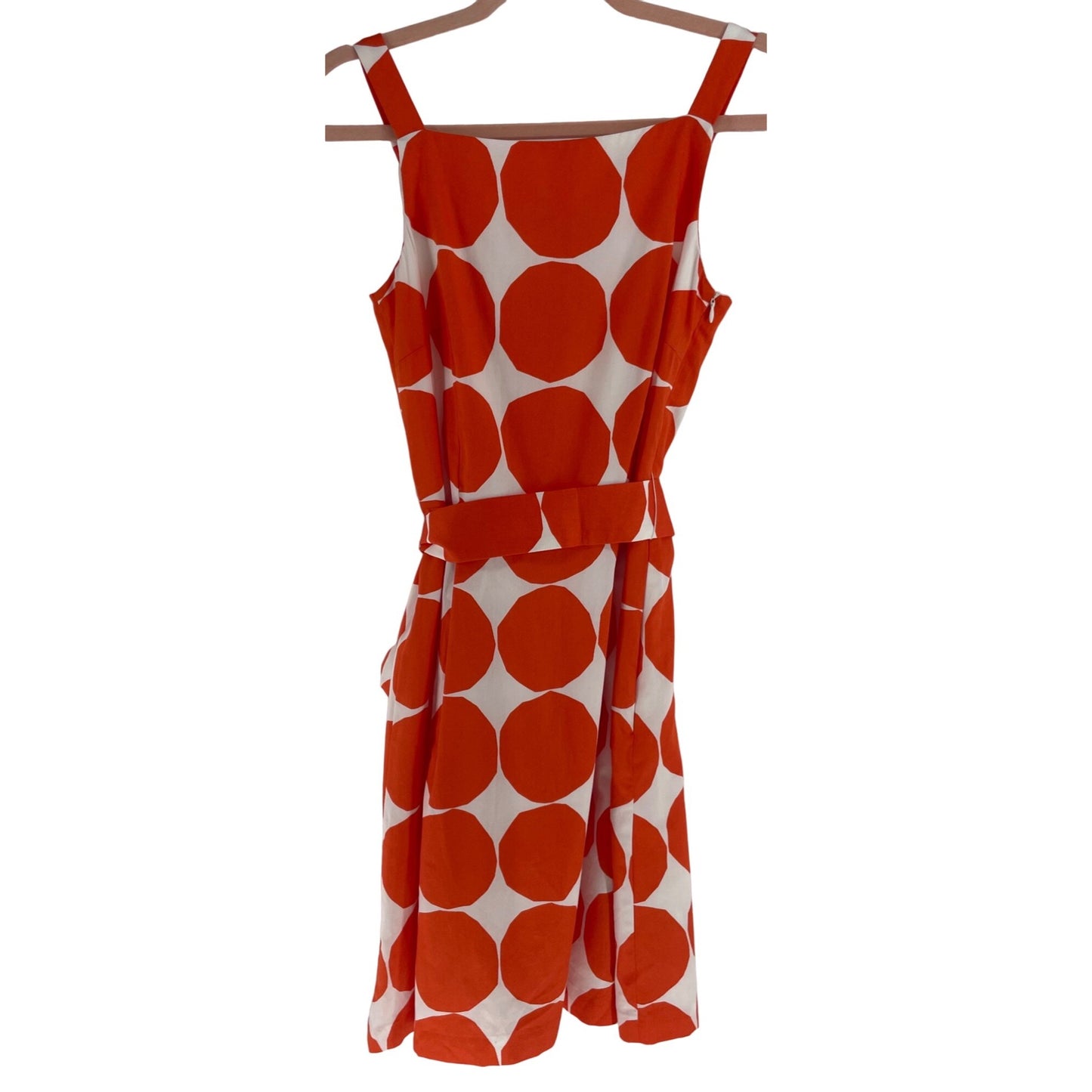 NWOT Marimekko Women's Size 34 (XS) Orange & White Sleeveless Polka Dot Dress