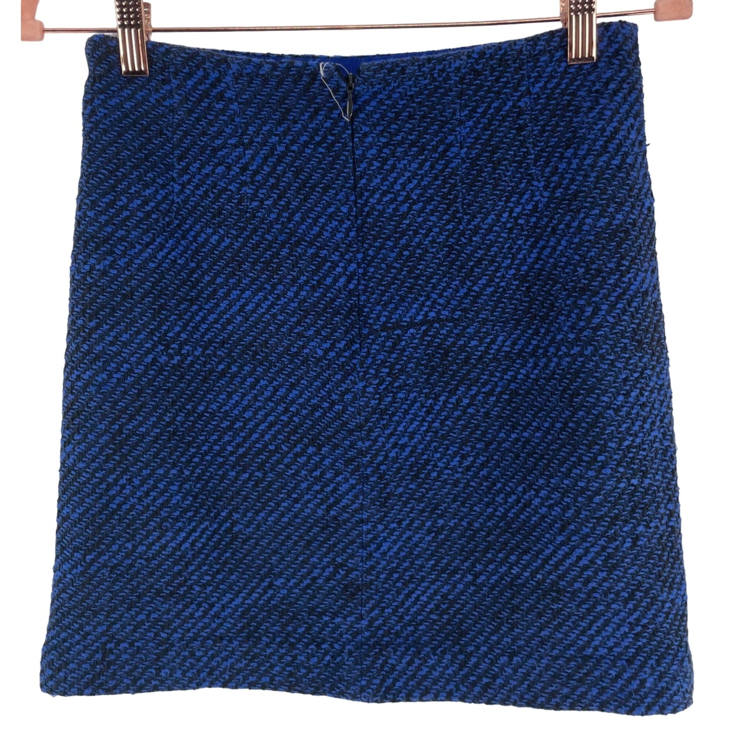LOFT Women's Size 0 Cobalt Blue & Black Tweed Mini Skirt