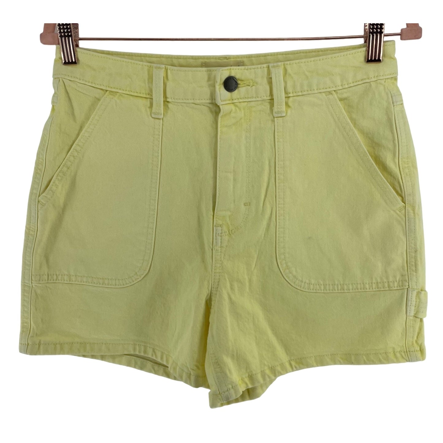 Universal Thread Women's Size 4/27 Highest Rise Midi Yellow Denim Cargo Shorts