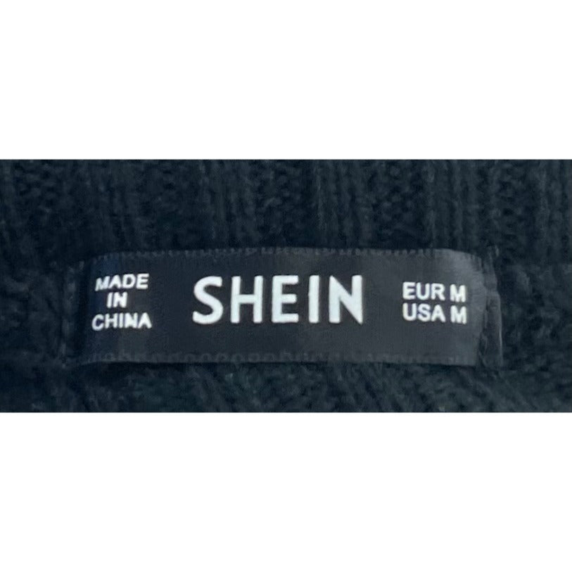 Shein Women's Size Medium Black/Tan/Cream Color Black Sweater Mini Dress