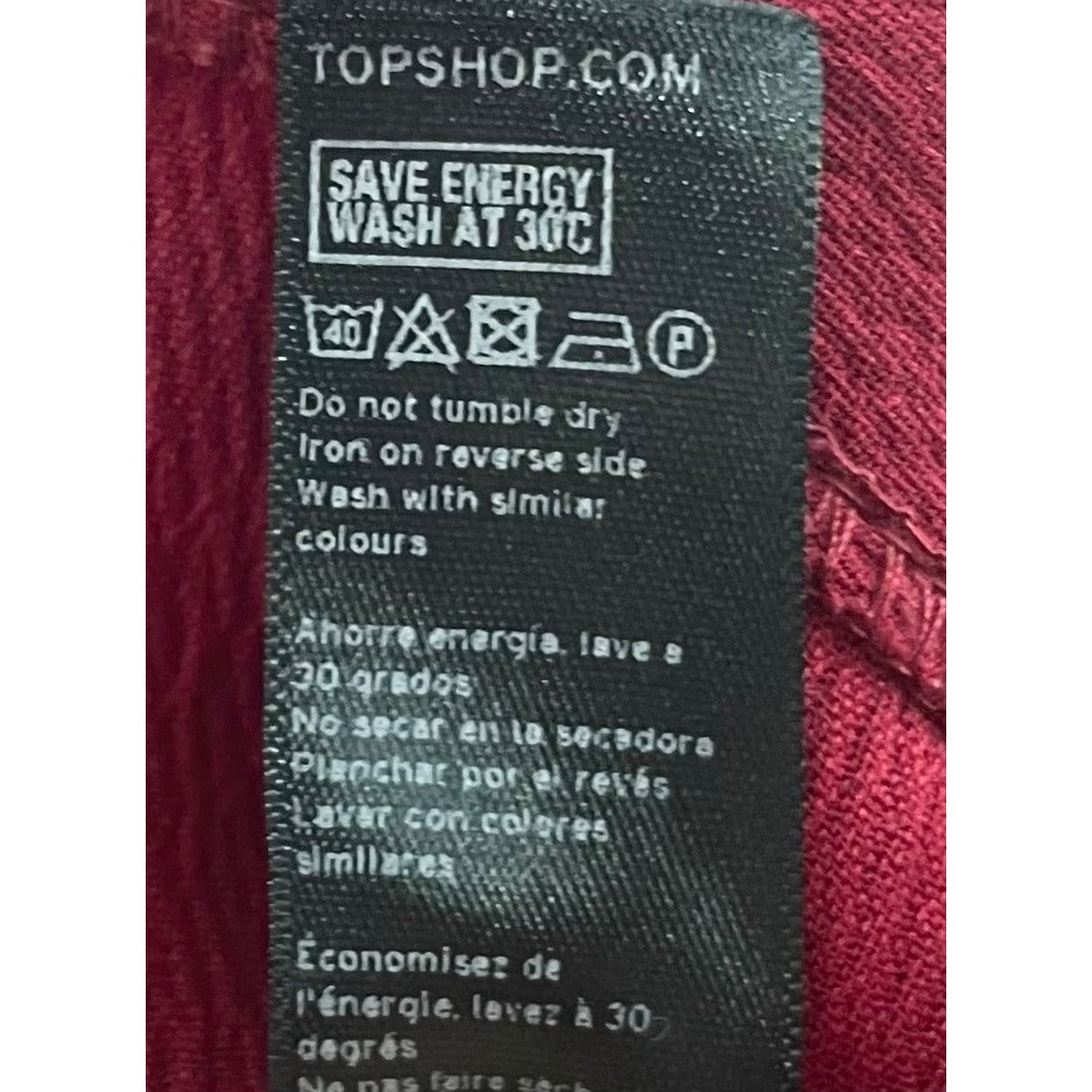 Topshop Women's Size 8 Maroon/Burgundy V-Neck Mini Sheath Dress