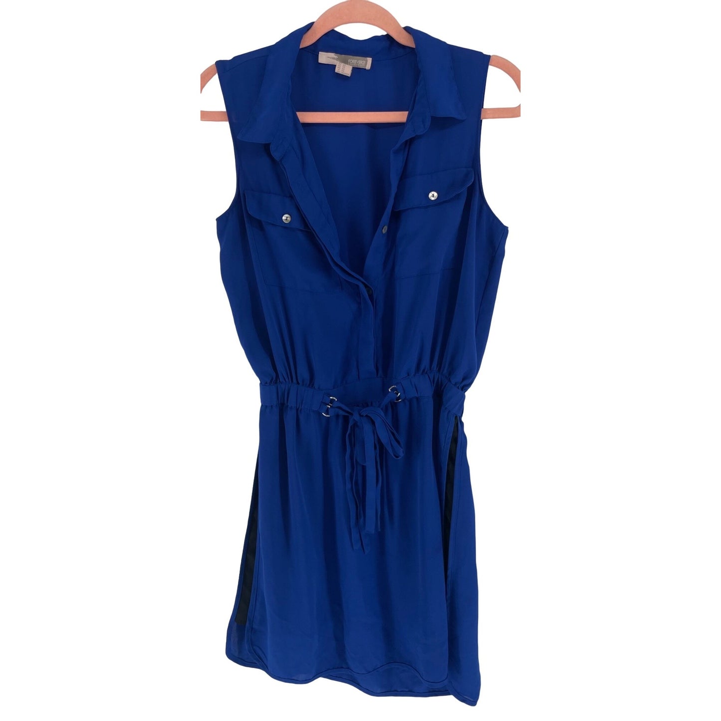 Forever 21 Women's Size XS Cobalt Blue Collared Sleeveless Elastic Waist Dress