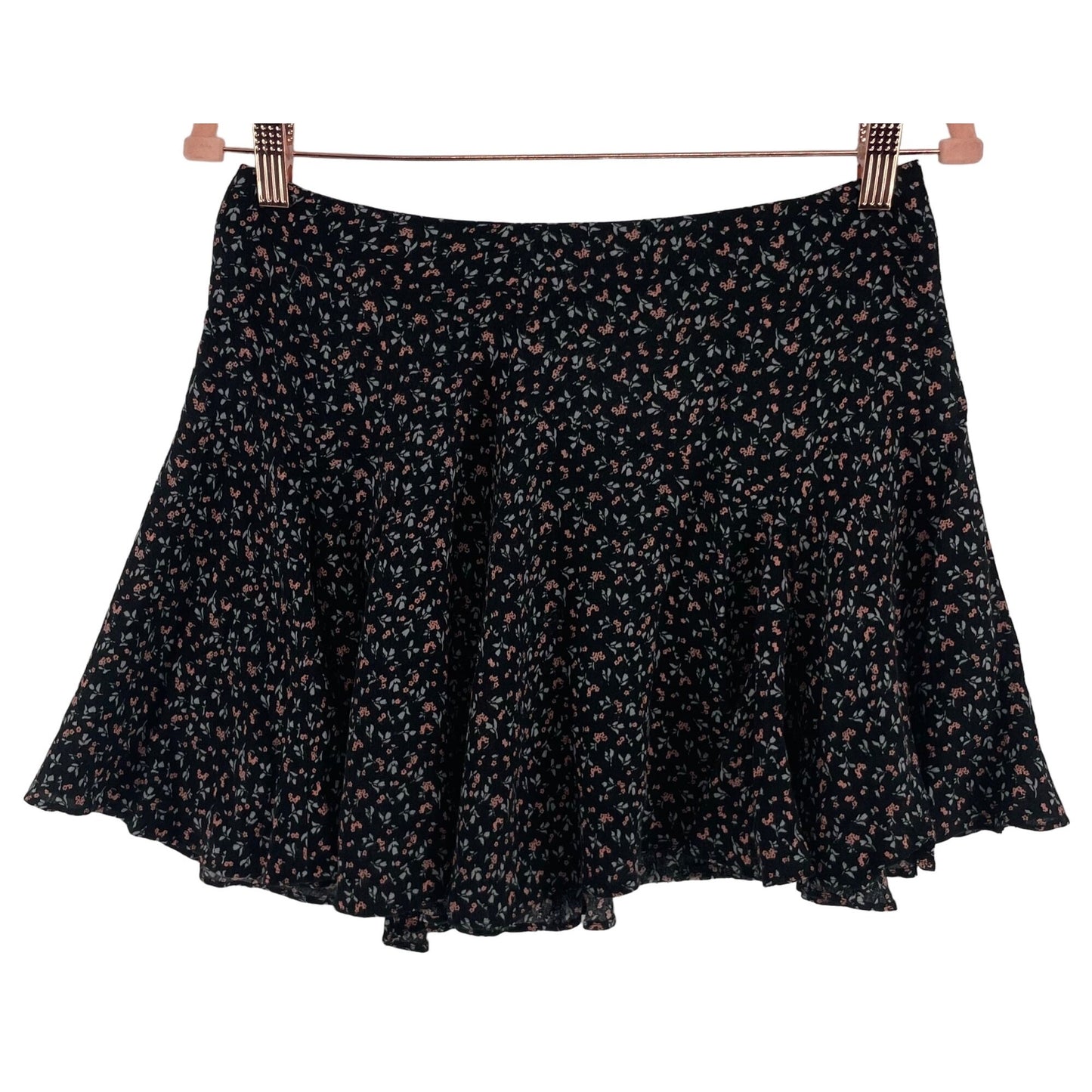 Kimchi Blue Women's Size 4 Black/Grey/Pink Floral A-Line Flowy Mini Skirt