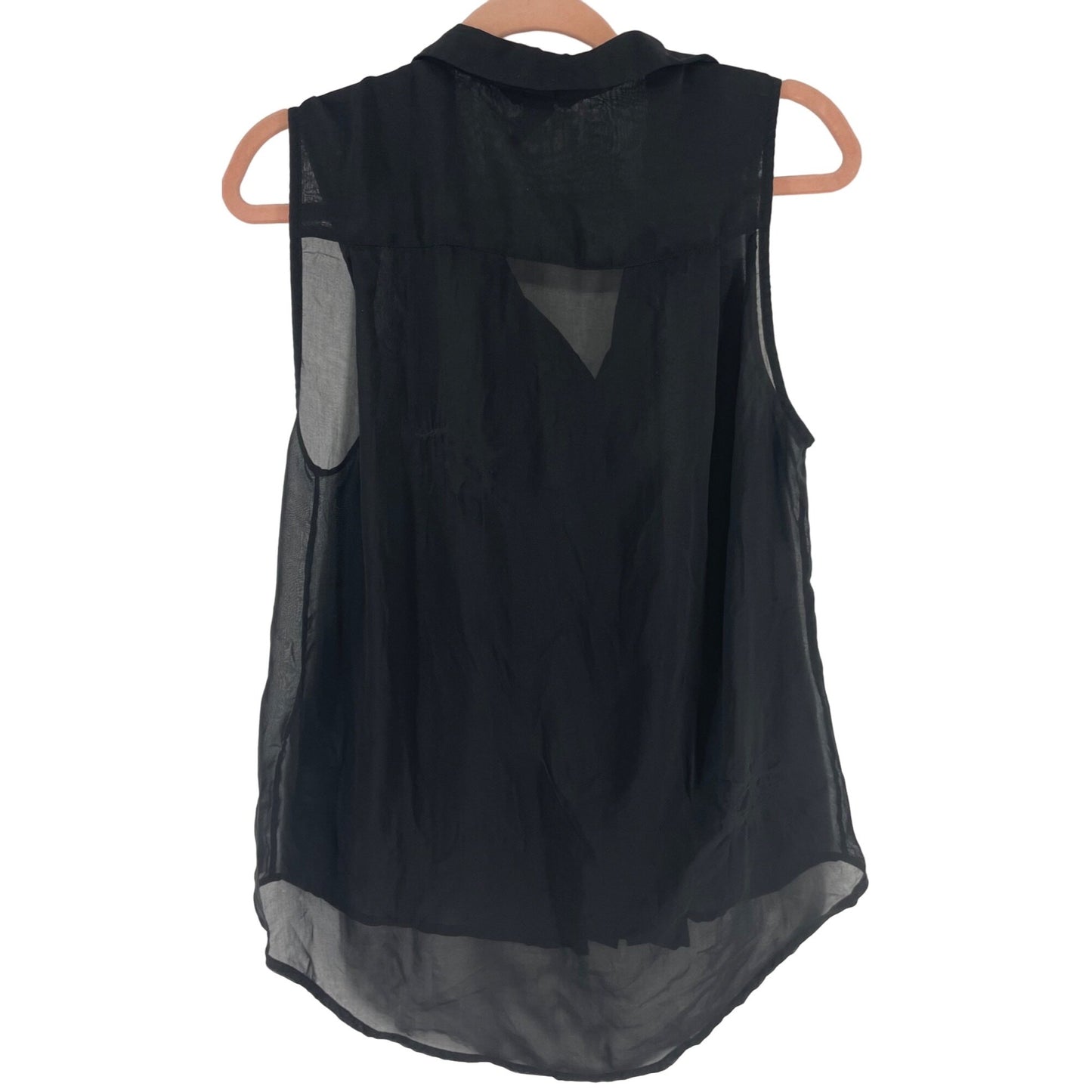 CLEARANCE H&M Women's Size 8 Black Sleeveless Sheer Button-Down Blouse