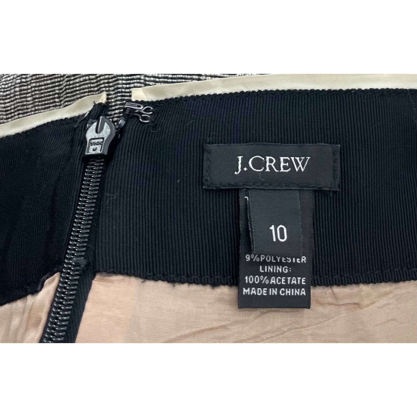 J. Crew Women's Size Ten Black & White/Grey Linen Blend Pencil Skirt
