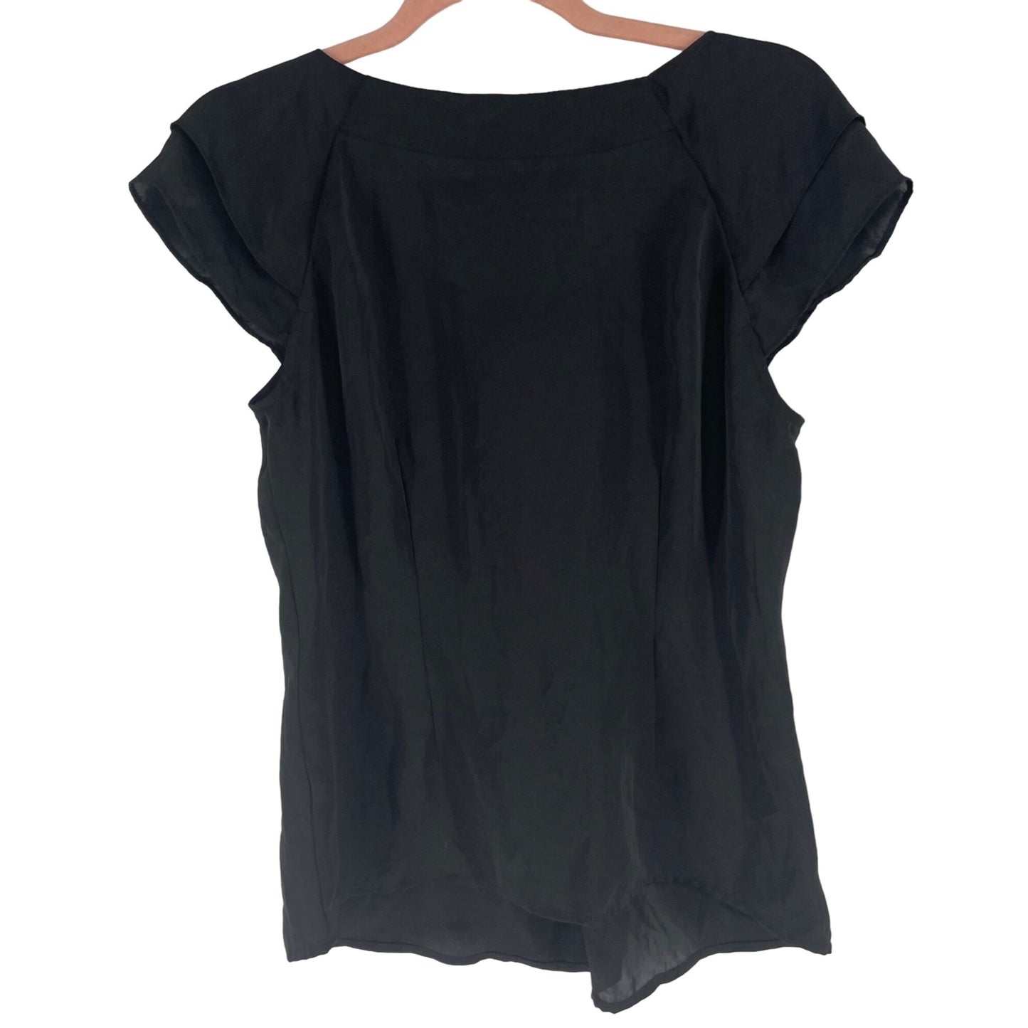 Violet & Claire Women's Size Small Black Ruffle Sleeve Satin Top