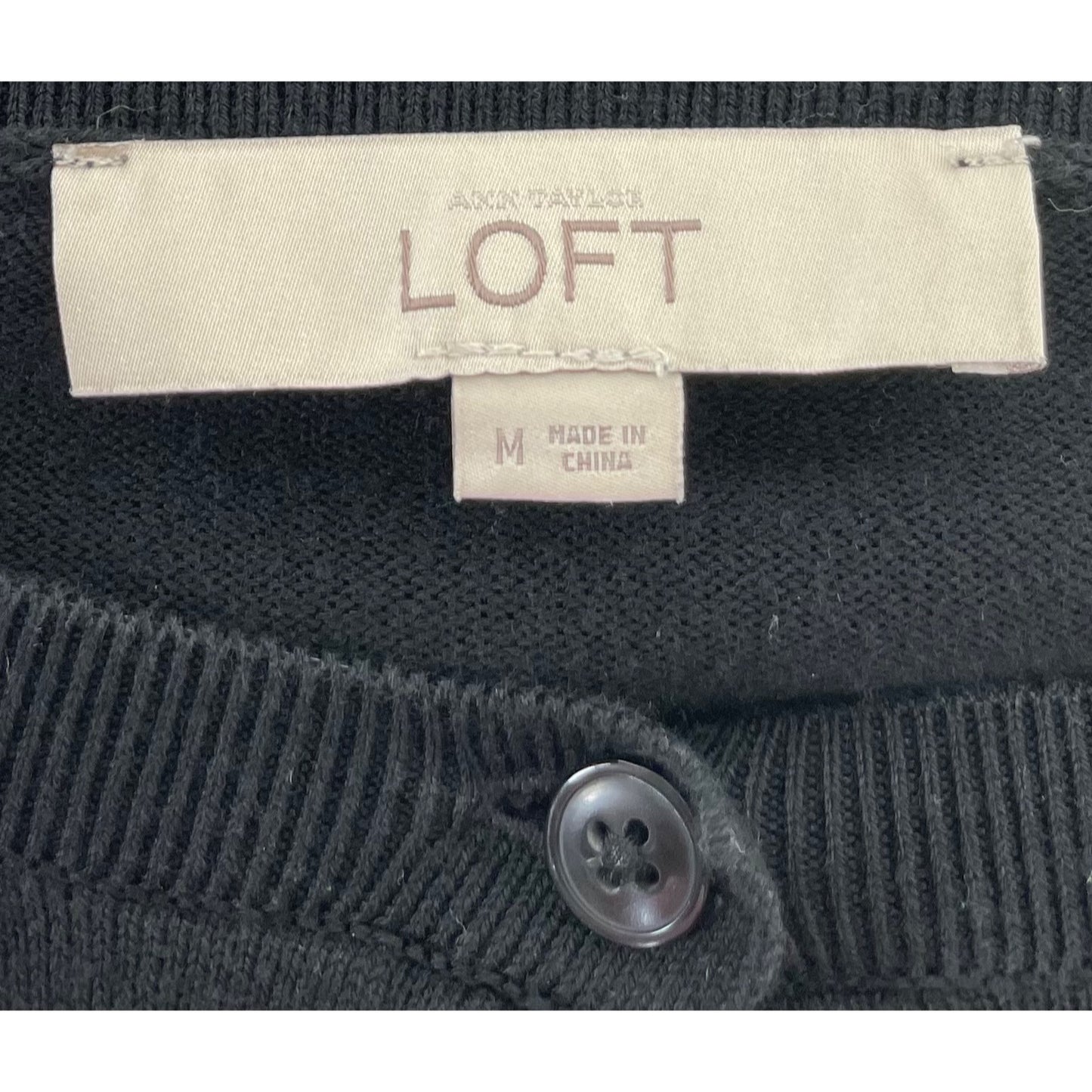 LOFT Women's Size Medium Black Button-Down Cardigan