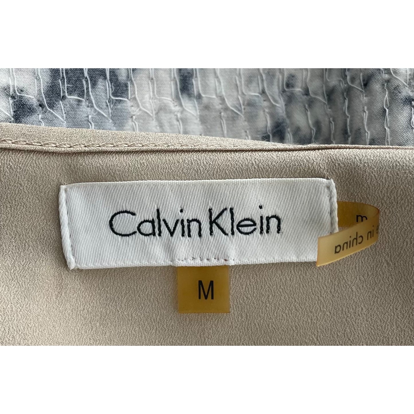 Calvin Klein Women's Size Medium Tan/Cream/White/Black Animal Print Sequin Top