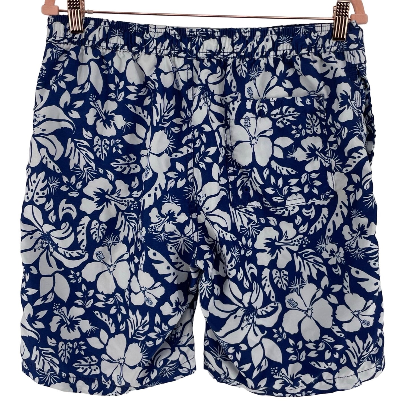 Merona Men's Size Medium Navy Blue & White Floral Swim Shorts