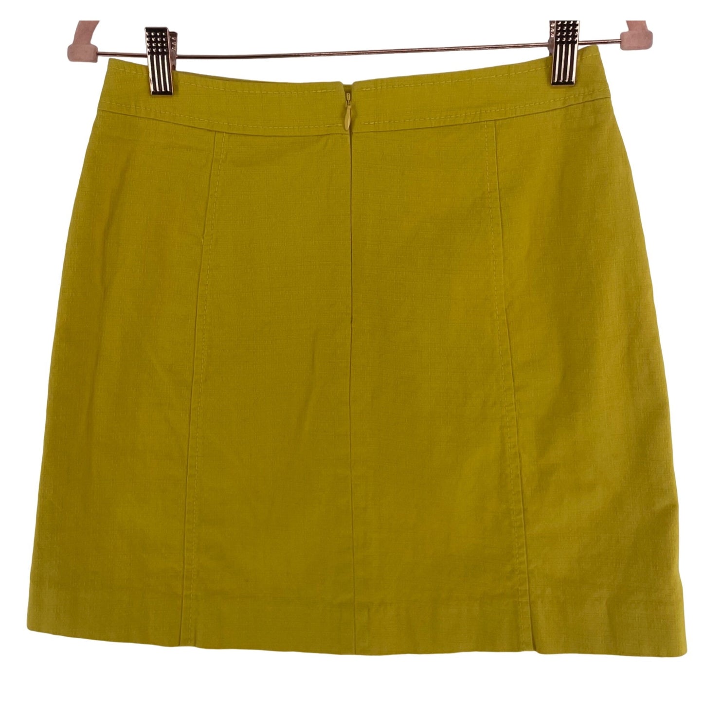 LOFT Women's Size 4P (Petites) Yellow Denim Button-Down Mini Skirt