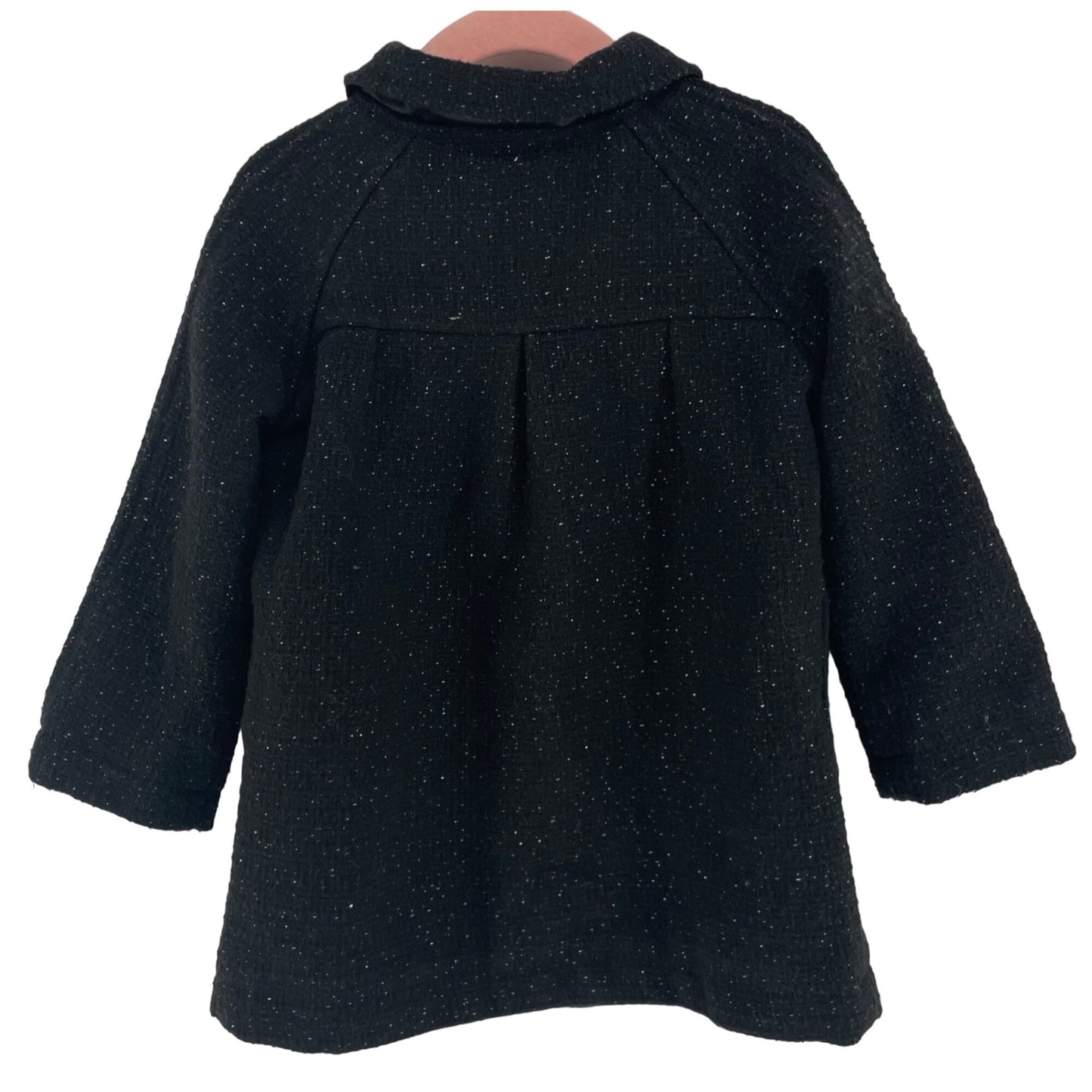 Gymboree Girl's Size 2 Toddler Black Tweed & Silver Sparkly Wool Blend Coat