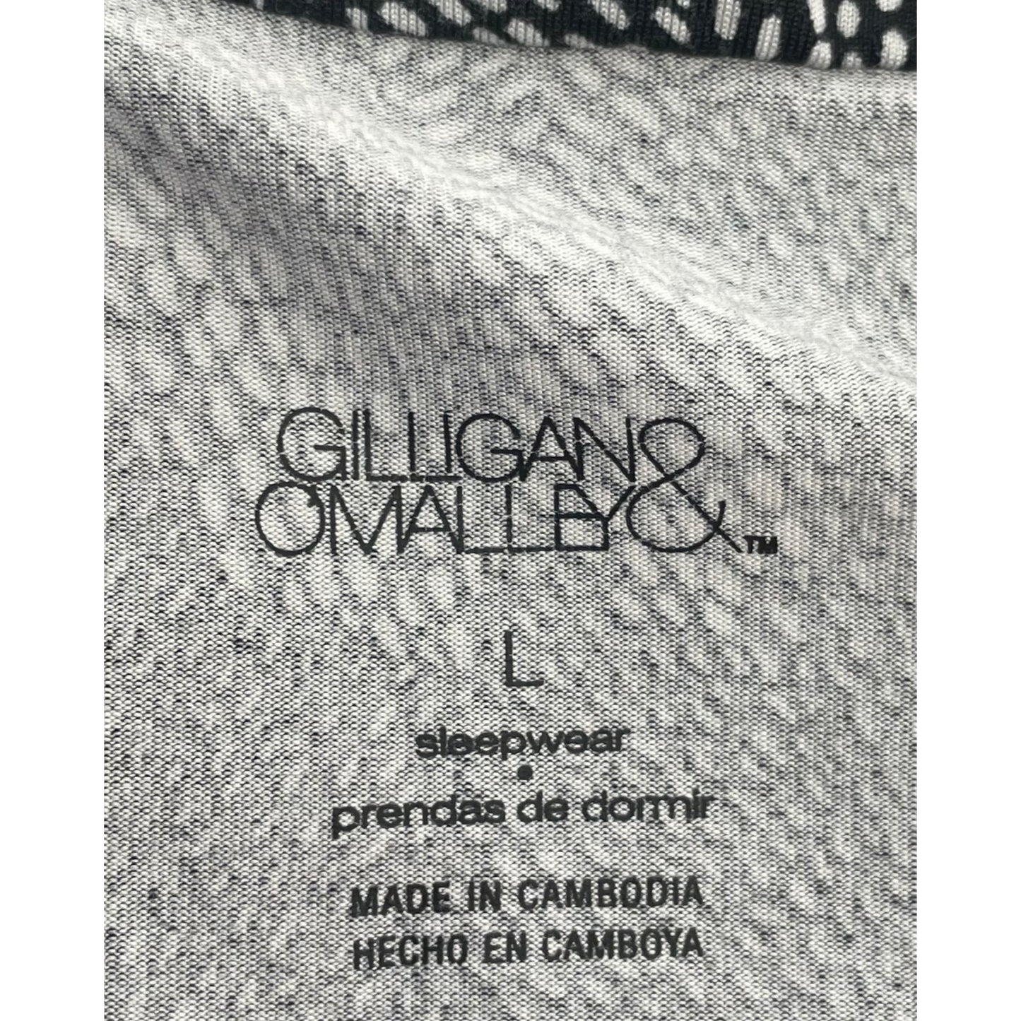 Gilligan & O'Malley Women's Size Large Black/Grey Spaghetti Strap Pajama Top