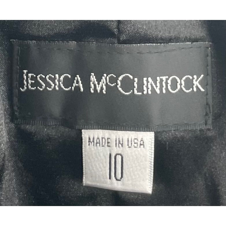 Jessica McClintock Women's Size 10 Black & Silver Sequin Ruffle Strapless Dress