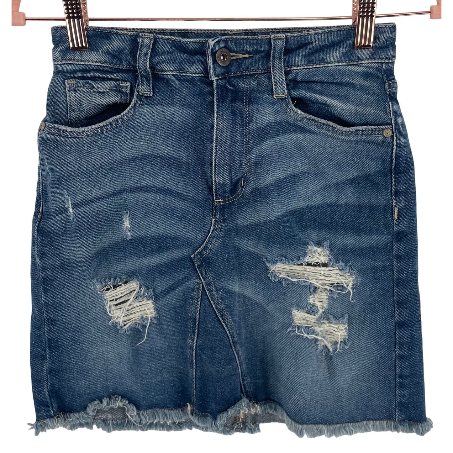 Arizona Jean Company Women'sJuniors Size 1 Blue Jean Denim Distressed Skirt