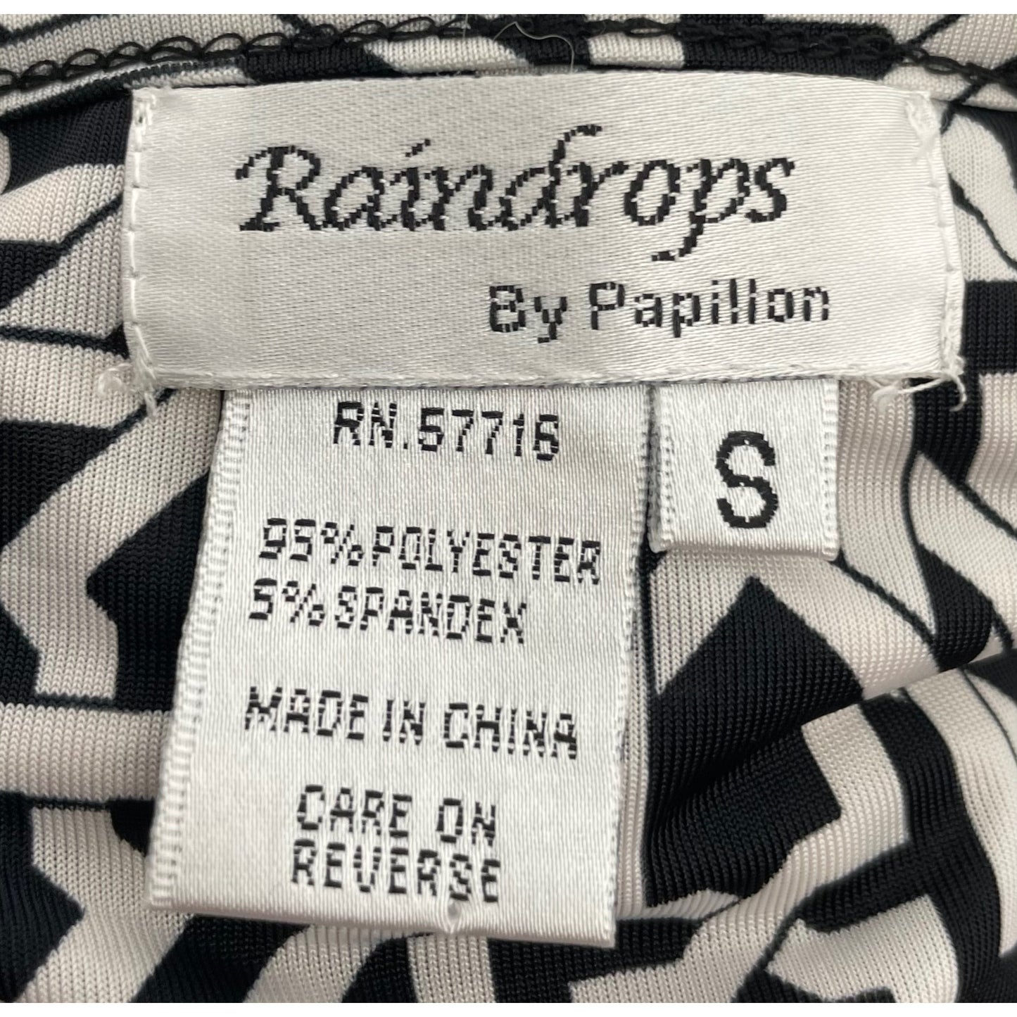 Raindrops By Papillon Women's Size Small White & Black Sleeveless Stretchy Dress