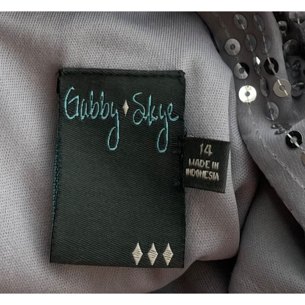 Gabby Skye WOmen's Size 14 Sleeveless Grey/Silver Sequin Party Dress