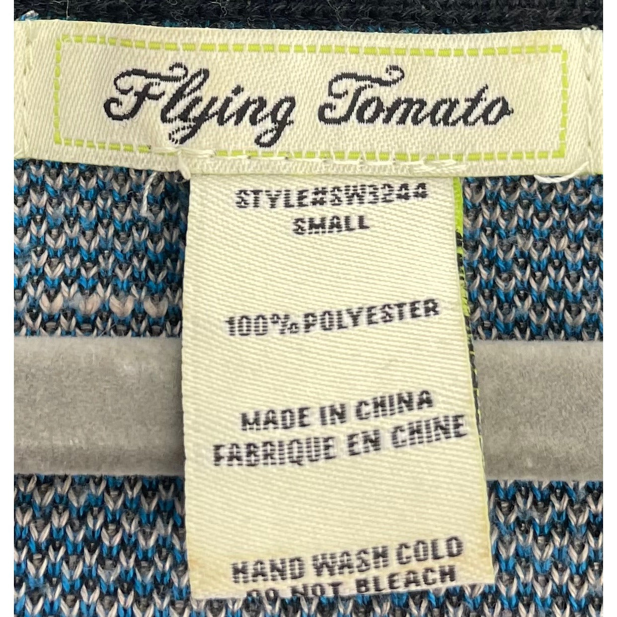 Flying Tomato Women's Size Small Blue/Black/Tan Tribal Print Sweater Dress
