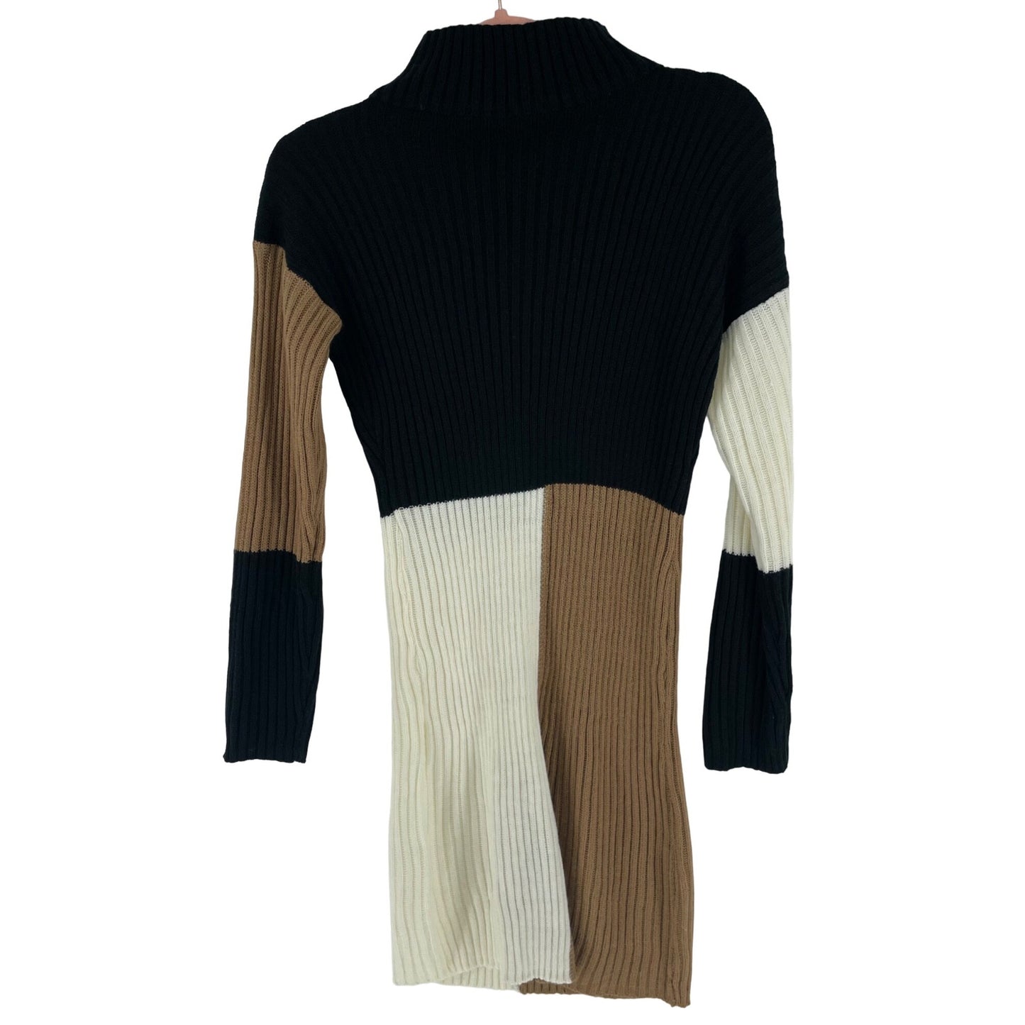 Shein Women's Size Medium Black/Tan/Cream Color Black Sweater Mini Dress