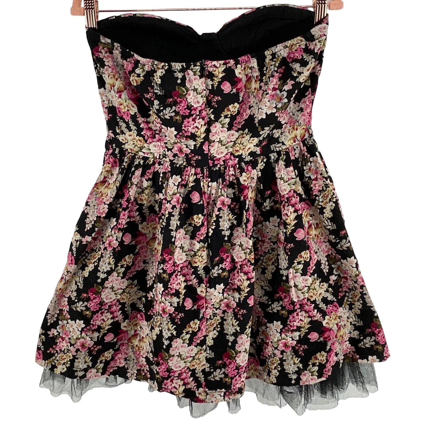 Sans Souci Women's Size Medium Multi-Colored Floral Strapless Mini Dress
