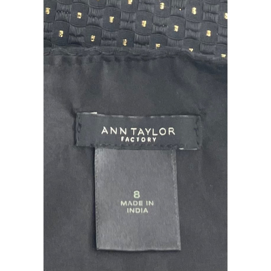 Ann Taylor Factory Women's Size 8 Black & Gold Polka Dot Skirt