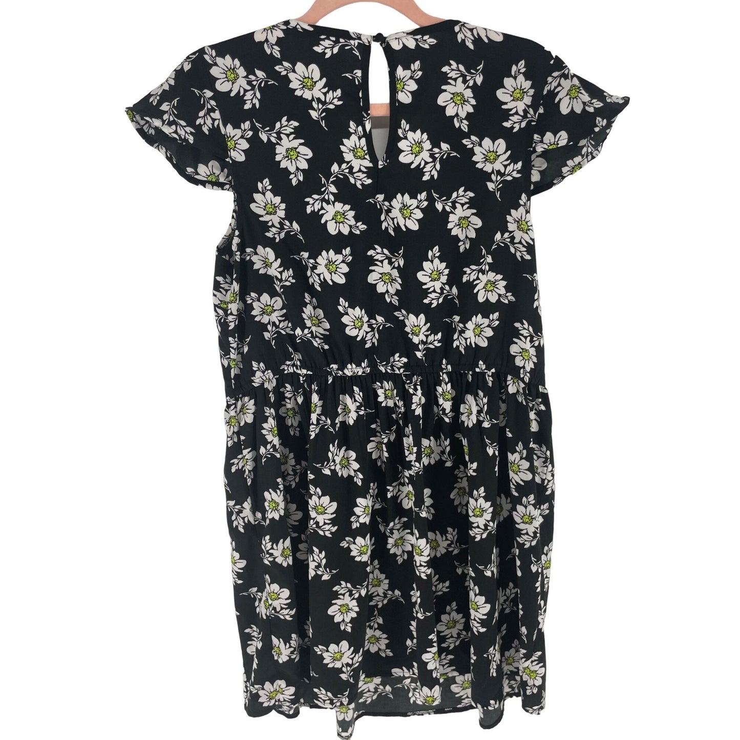 Atmosphere Women's Size 10 Black/White/Yellow Daisy Print Mini Dress