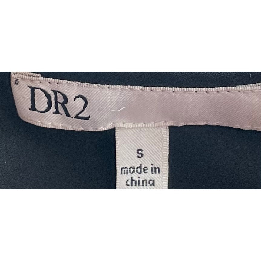 DR2 Women's Size Small Black V-Neck Short-Sleeved Sheer Blouse