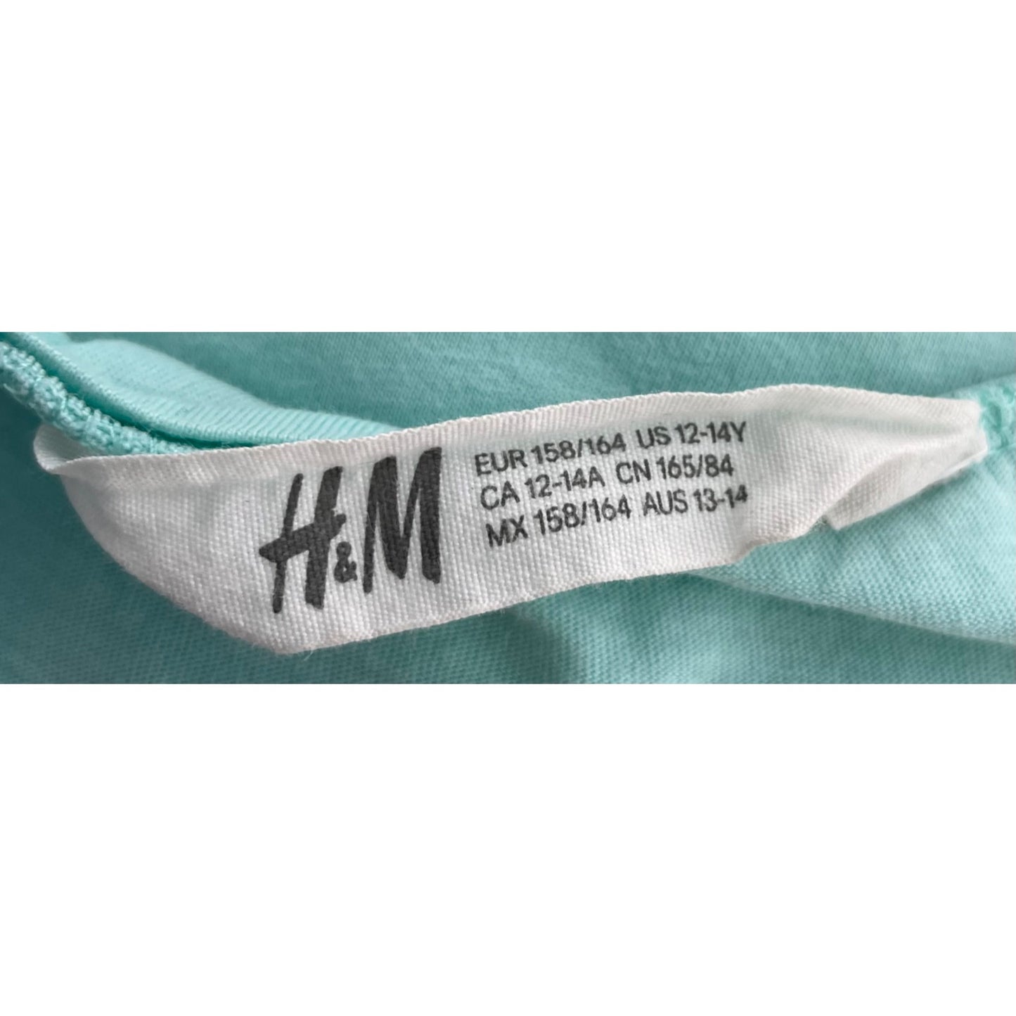 H&M Girl's Size 12-14 Aqua Blue/Navy/White "Good Days Ahead" Graphic Tank Top