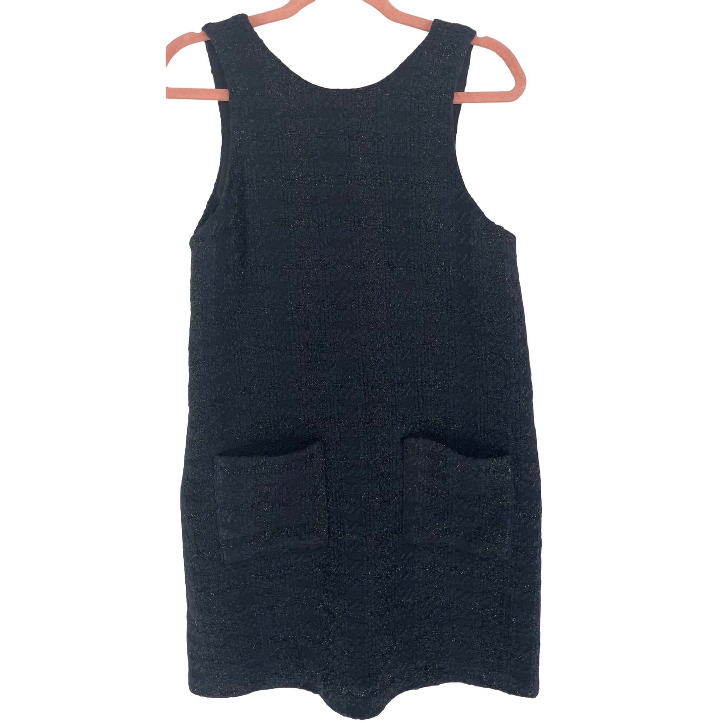 MNG Women's Size 4 Black/Navy Tweed Wool Blend Sleeveless Midi Tank Dress