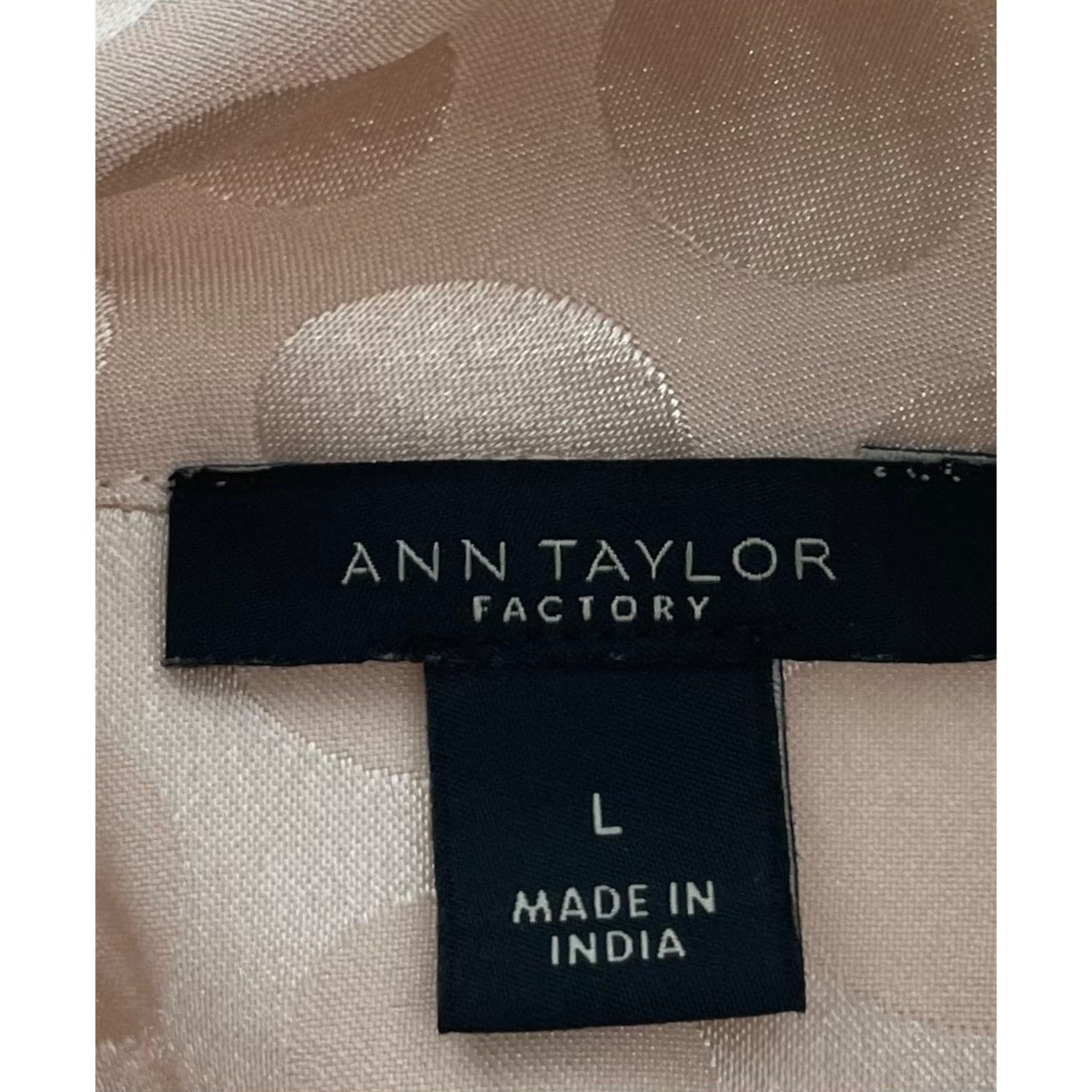 Ann Taylor Women's Size Large Satin Cream Shimmery Polka Dot Blouse