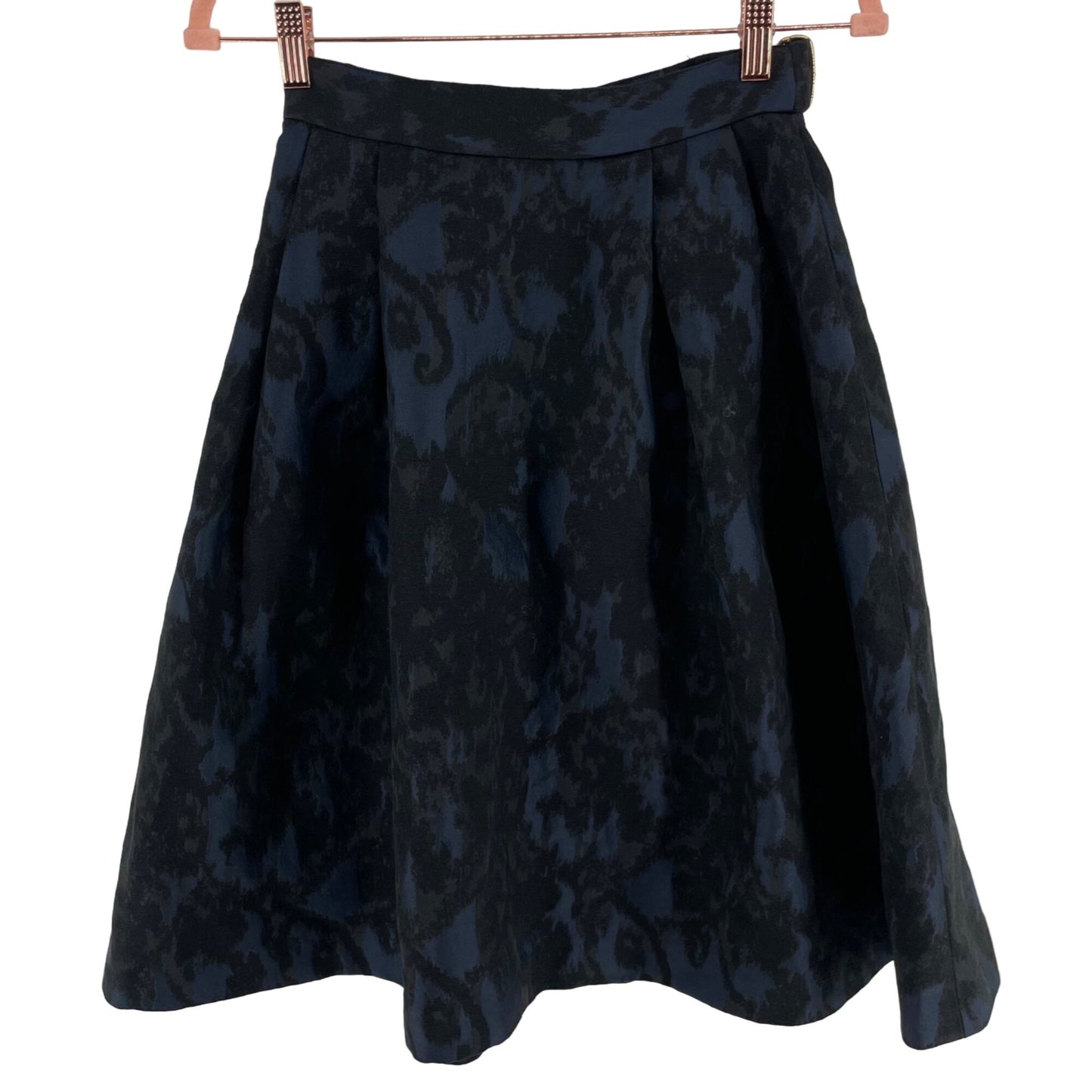 H&M Women's Size 4 Black & Navy Pleated A-Line Formal Midi Skirt