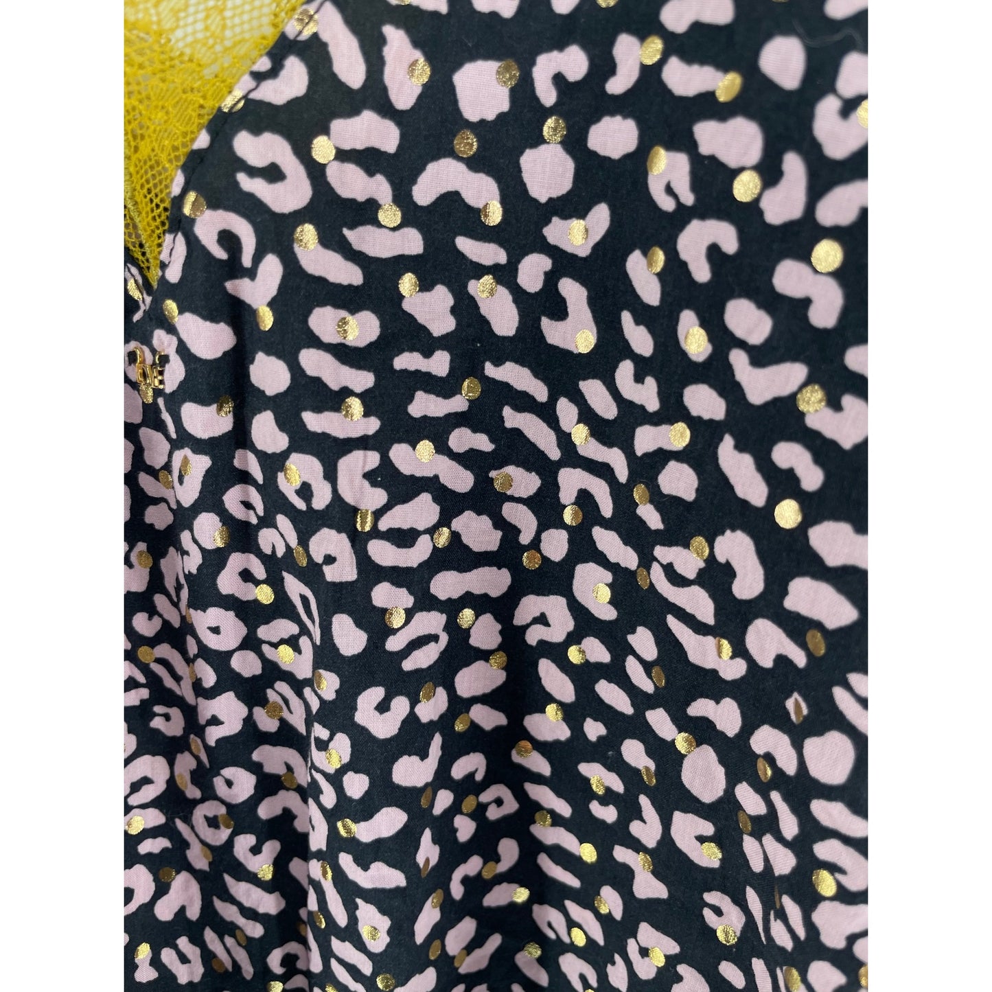 Victoria's Secret Women's Size XL Black/Pink/Mustard Yellow/Gold Leopard Print Lace Cami