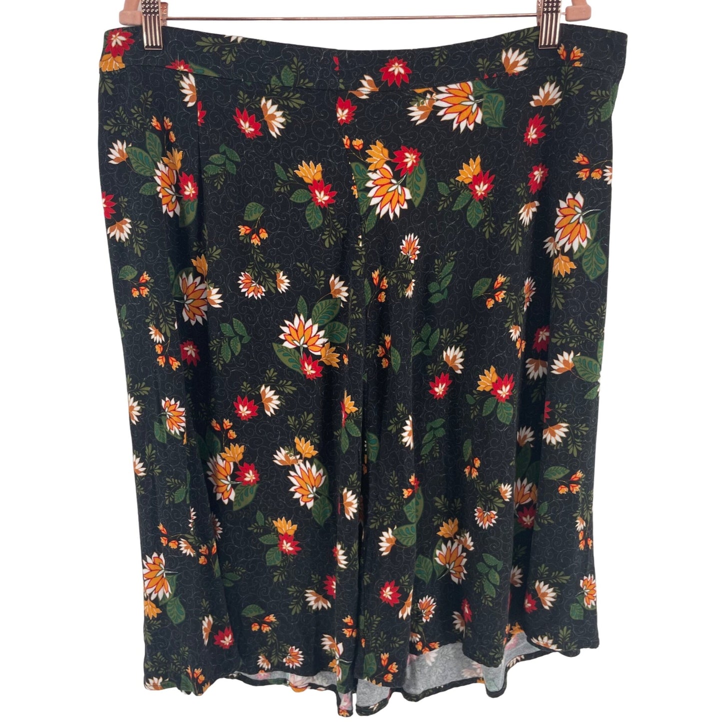 Just Fab Women's Size 2X Black/Multi-Colored Floral A-Line Skirt