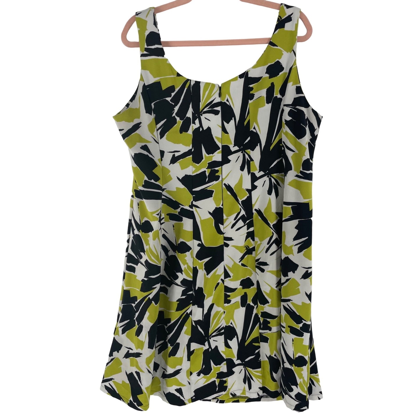 Women's Size 22/24 Sleeveless Lime Green/Black/White Dress