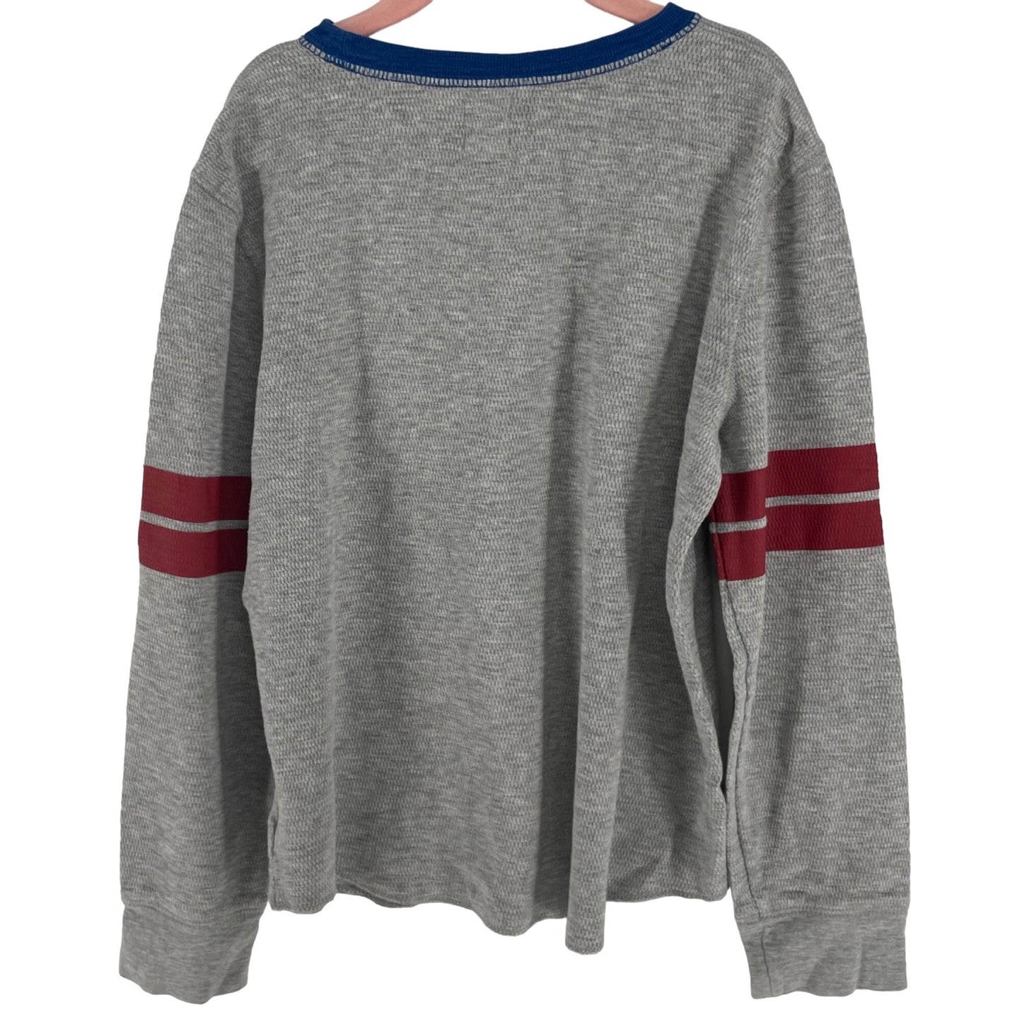 GAP Kids Boy's Size Medium (8) Grey/Red/Blue Long-Sleeved Henley Shirt