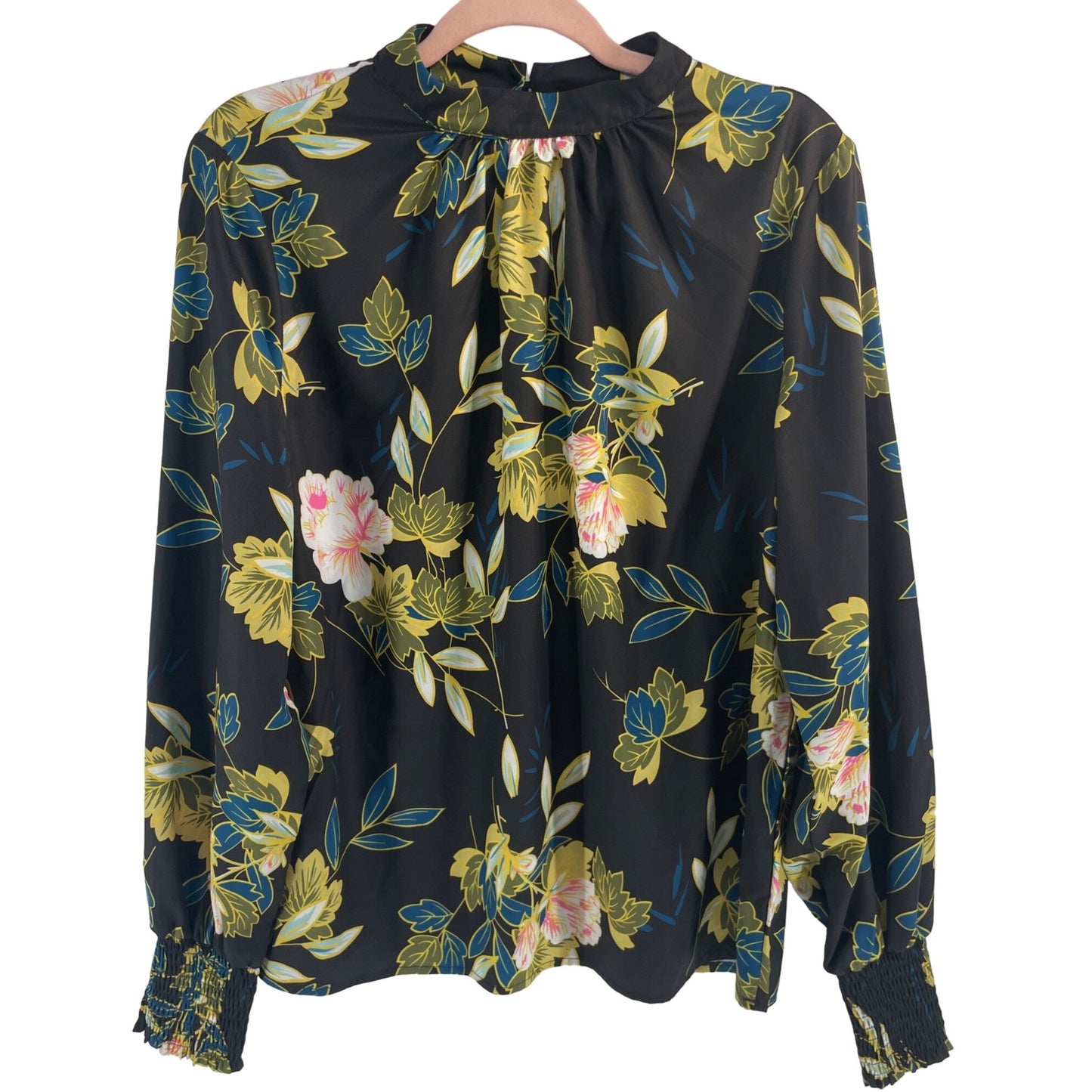 Shein Women's Size XL Black/Multi-Colored Floral Long-Sleeved Blouse