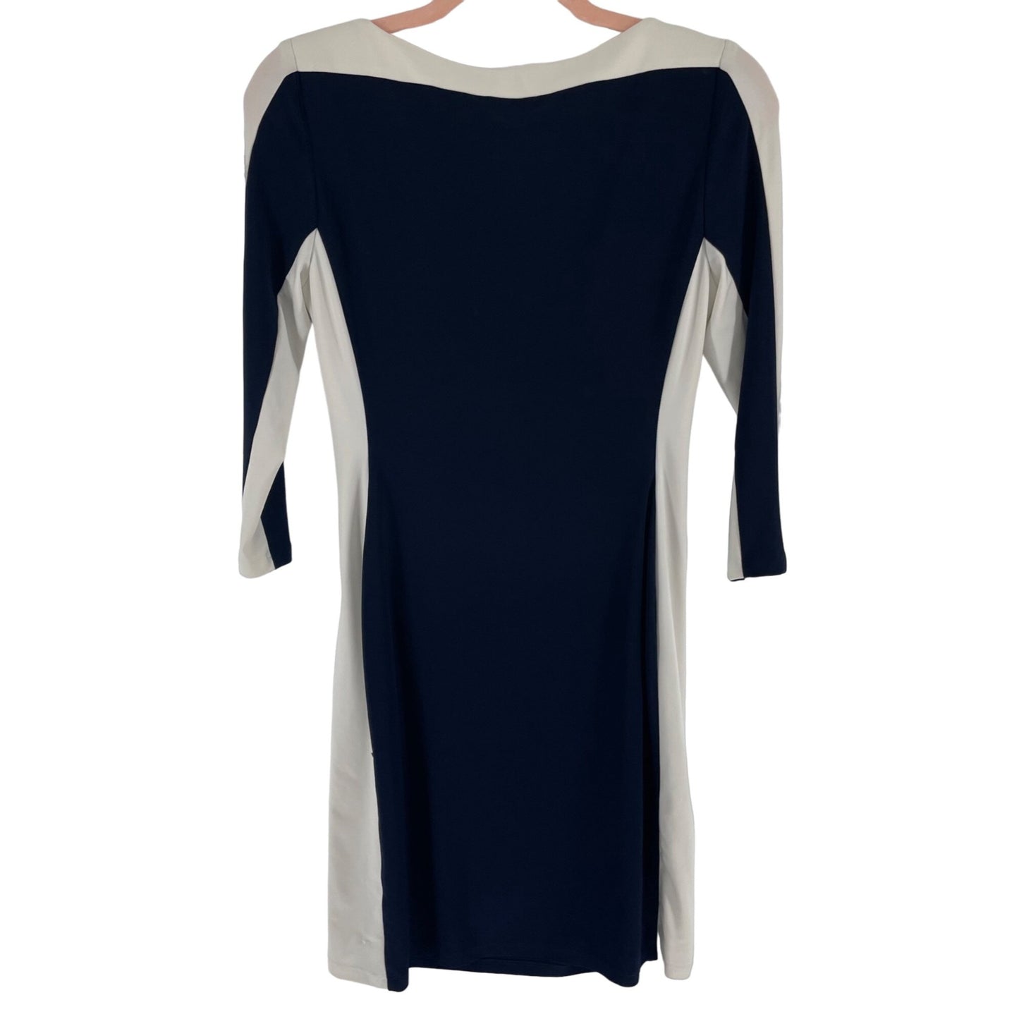 Ralph Lauren Women's Size 6P Navy Blue & White Long-Sleeved Sheath Dress