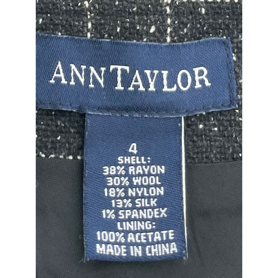 Ann Taylor Women's Size 4 Black & White Wool Blend Skirt